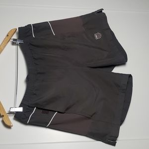 K-Swiss Large Polyester Gray Maroon White Men’s Athletic Shorts